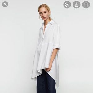 Zara asymmetric poplin blouse